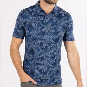 TravisMathew Estate Blue Mountain Down Polo 1MX116 Navy Floral Leaf Print